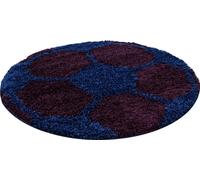 Fun Shaggy football tapis chambre d'enfant poils longs rond Ø 120cm bleu marine