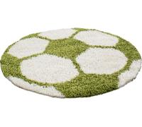 Fun Shaggy football tapis chambre d'enfant poils longs rond Ø 120cm vert