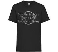 Fun Shirt Fun T-Shirt Black DF23-Silver Yesterday is History Today is a T-Shirt Black S