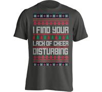 Fun Shirts - I Find Your Lack of Cheer Disturbing - Christmas - Black Adult Mens Women T Shirt 100% Cotton Manches Courtes(Small)