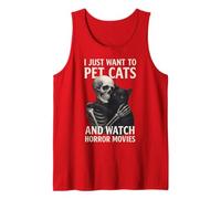 Fun Skeleton I Just Want to Pet Cats and Watch Horror Movies Débardeur