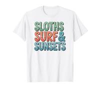 Fun Sloths Surfe et couchers de Soleil, Costa Rica Beach Vibes T-Shirt