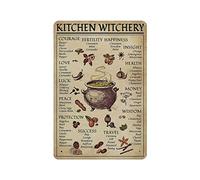 Fun Spice And Cooking Herbs Sorcellerie Sorcière Poster Métal Sign Art Wall Plaque Decor Infographic Poster Iron Painting Aluminium Sign for School Education Farm Men Cave Bar Yoga Outdoor Decor 8x12i