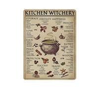 Fun Spice And Cooking Herbs Sorcellerie Sorcière Poster Métal Sign Art Wall Plaque Decor Infographic Poster Fer Peinture Aluminium Sign for School Education Farm Men Cave Bar Yoga Outdoor Decor 12x16i