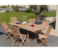 Fun - table de jardin 10 pers. Ext. 180 à 240 en bois teck