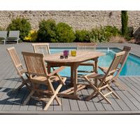Fun - table de jardin 6 à 8 personnes - ovale ext. 150 à 200 bois teck