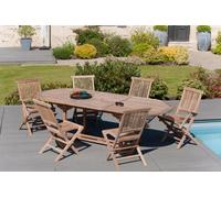 Fun - table de jardin 8 à 10 personnes - ovale ext. 180 à 240 en bois teck
