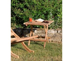 Fun - table pique nique de jardin carrée 50x50cm en bois teck