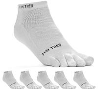 FUN TOES Lot de 6 paires de chaussettes de course pieds nus pour homme, blanc, 10-13
