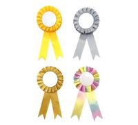 Fun & Vibrant Hobby Lot de 4 rosettes de cheval dorées, argentées et roses