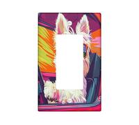 Fun Westie - Couvercle d'interrupteur décoratif à 1 gang à bascule simple, couverture murale pop art chien, taille standard, plaque frontale électrique pour chambre à coucher, salon