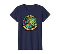 Fun with Nuclear Waste Funny Dark Humour Vintage Horror Movie T-Shirt, Femme, Bleu Marine, XS