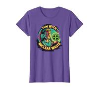 Fun with Nuclear Waste Funny Dark Humour Vintage Horror Movie T-Shirt, Femme, Violet Chiné, XL