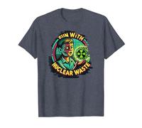 Fun with Nuclear Waste Funny Dark Humour Vintage Horror Movie T-Shirt, Homme, Bleu Chiné, XL