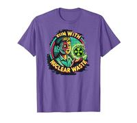 Fun with Nuclear Waste Funny Dark Humour Vintage Horror Movie T-Shirt, Homme, Violet Chiné, S