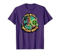 Fun with Nuclear Waste Funny Dark Humour Vintage Horror Movie T-Shirt, Homme, Violet, S