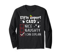 Fun Women Pajamas Christmas Nice Naughty Funny Xmas List Manche Longue