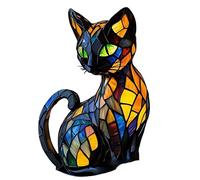 Funabridge Lampe en résine teintée en forme de chat - Alimentée par USB - Statue d'animal artistique avec interrupteur individuel - Lampe de table en forme de chat mignon pour décoration de bureau et