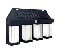 Funabridge Lanternes murales solaires à 4 têtes, lumières décoratives avec détecteur de mouvement, 3 modes étanches pour jardin, terrasse, clôture, 23,6 x 15,2 x 4,6 cm, 23,6 x 15,2 x 4,6 cm