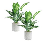 Funabridge Lot de 2 lys calla artificiels en pot de 40,6 cm, 12 têtes de verdure avec pots de fleurs gris et galets décoratifs, fausses plantes réalistes en plastique pour la maison, le bureau, la