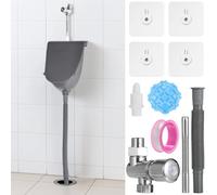 Funabridge Urinoir mural en plastique avec couvercle, petit inverseur d'urine, kit de chasse d'eau et couvercle, toilettes portables pour salle de bain, appartement, camping-car, garage, extérieur