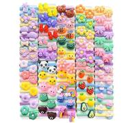 Funalix Lot de 100 élastiques à cheveux colorés pour bébé avec motifs d'animaux, fleurs et fruits, élastiques doux pour enfants, tout-petits et bébés
