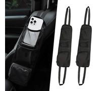 Funalix Lot de 2 organiseurs latéraux pour siège de voiture, pliables - Poches latérales multifonctionnelles - Convient pour tous les véhicules pour placer des objets confortablement - Noir