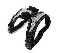 FUNAT Harnais Réfléchissant pour Chien avec Strass, Harnais de Chien + Laisse Chien, Sangle de Poitrine RéFléChissante avec Nœud Scintillant, Harnais de Sécurité pour Chiens