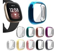 FunBand Coque Compatible with Fitbit Versa 3/Fitbit Sense, 360°Full Couverture Anti-Rayures Protecteur Bumper Entourer Sweatproof TPU Case Replacement for Fitbit Versa 3/Fitbit Sense