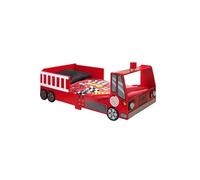 Vipack Lit junior Funbeds Pompier 70x140 cm MDF Sécurisé avec barrières Rouge