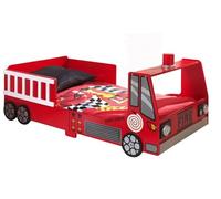 Vipack Pack lit enfant et matelas Pompier 70x140cm Rouge
