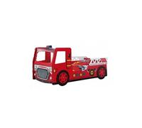 Lit voiture pompier 90x200 cm bois laqué rouge Cara