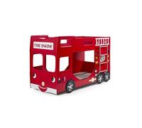 Pack - Lit Superposé & Mezzanine Enfant & 2 Matelas ""Pompier"" Rouge