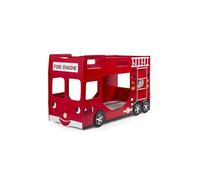 Pack - Lit Superposé & Mezzanine Enfant & 2 Matelas ""Pompier"" Rouge