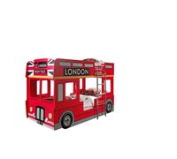Pack - Lit Superposé & Mezzanine Enfant & 2 Matelas ""Londres"" 90x200cm Rouge