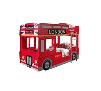 Vipack Lit superposé London Bus laqué avec LED, rouge