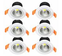 FunBegin Spot Led Encastrable Salle Bain IP44 Etanche Pour Douche Spote de Cache Blanc Encastré Plafond Orientable Dimmable Eclairage 230v Extra Transformateur 7W 3000k Lumière Blanche Chaud 6 Pack