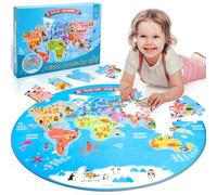 Funblitz Puzzle Carte du Monde - Puzzle Jouet Fille Garçon 3-8 Ans - Jeux Educatif Cadeau - Puzzles Classiques