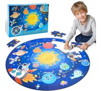 Funblitz Puzzle Rond - Système Solaire Enfant, Cadeau Garçon/Fille 3-8 Ans, Puzzle Espace Planète Jeux Éducatif