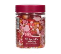 FunCakes 3D Sprinkle Medley, Décorations en Sucre, Secret Valentine, 70 g | Délicieux goût, Parfait pour décorer gâteaux, Cupcakes et autres gourmandises, Mélange de Décorations en Sucre