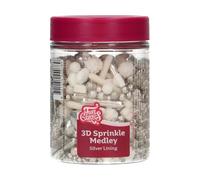 FunCakes 3D Sprinkle Medley, Décorations en Sucre, Silver Lining, 70 g