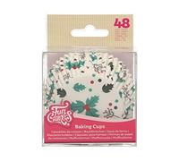 FunCakes Baking Cups, Caissettes à Cupcakes, Holly Leaf, 48 Pièces | Pour muffins et cupcakes, Résistantes à la graisse, Papier de qualité alimentaire, Ø 5 cm, 3,2 cm de Hauteur