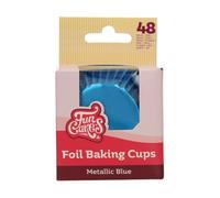 FunCakes Baking Cups Foil, Metallic Blue, 48 Pièces | Réalisez de magnifiques cupcakes et muffins, Caissettes en aluminium rigides en papier de qualité, Ø 52 mm, 32 mm de Hauteur