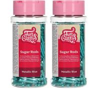 FunCakes Bâtonnets de Sucre Métalliques XL Bleu:Sprinkles gâteau, bon goût, parfait pour la décoration de gâteau, Sprinkles Cupcake 70 g (Lot de 2)