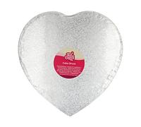 FunCakes Cake Drum Coeur 33 cm - Argent : Cake Drum en forme de coeur, À utiliser pour un mariage ou un gâteau à plusieurs niveaux, Haute qualité, Aspect luxueux, 1 pièce.
