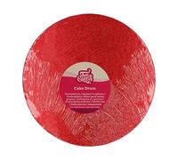 FunCakes Cake Drum Rond Ø25 cm - Rouge: Rond Cake Drum, Base pour présenter des gâteaux, Haute qualité, Aspect luxueux, 1 pièce.