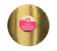 FunCakes Cake Drum Rund Ø25cm/20mm - Or - Support pour gâteaux épais ou à étages - Plateau à gâteau pour mariage, anniversaire, fête