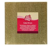 FunCakes Cake Drum Square 25 cm - Gold: Support à Gâteau Carré, Plateau de Présentation pour Gâteaux en Carton, 12 MM, Lot de 1.
