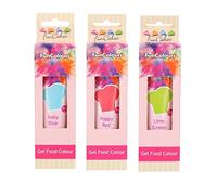 FunCakes - colorant alimentaire de couleur comestible "FunColours" - gel / coller - Ensemble de 3 (90g) - Pavot Rouge / Bleu Bébé / Vert Citron - pour le look unique