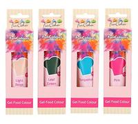 FunCakes - colorant alimentaire de couleur comestible "FunColours" - gel / coller - Ensemble de 4 (120g) - Rose / Turquoise / Vert Feuille / Beige - pour le look unique